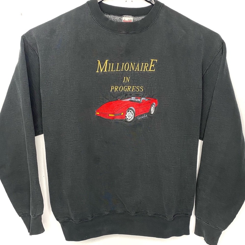 Vintage 90’s Millionaire In Progress Goals Crewneck Sweatshirt Made in USA XL